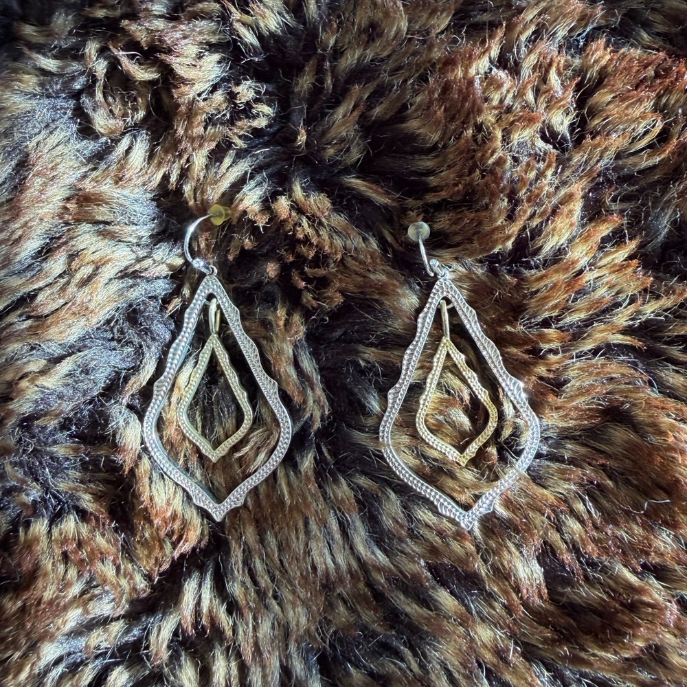 Kendra Scott Elegant Gold and Silver Drop Earrings with dust bag